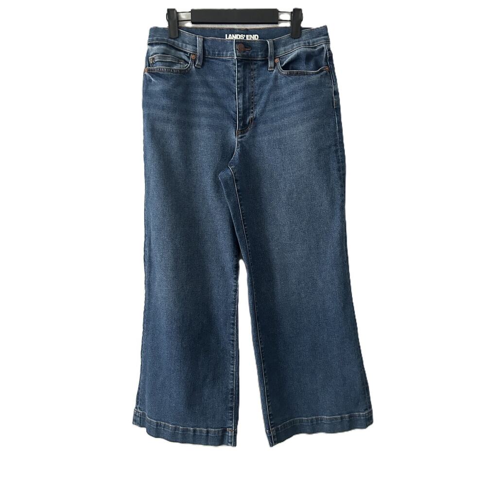 NWOT Lands' End Recover High Rise Wide Leg Indigo Jeans Size 10 Petite - Picture 3 of 15